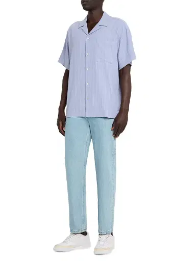 Scotch & Soda Men's Textured Striped Chest-Pocket Short-Sleeve Shirt - Lavender | Thumbnail 2 Scotch & Soda Men's Textured Striped Chest-Pocket Short-Sleeve Shirt - Lavender | Thumbnail 2