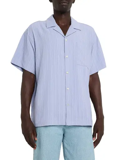 Scotch & Soda Men's Textured Striped Chest-Pocket Short-Sleeve Shirt - Lavender | Thumbnail 3 Scotch & Soda Men's Textured Striped Chest-Pocket Short-Sleeve Shirt - Lavender | Thumbnail 3