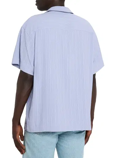 Scotch & Soda Men's Textured Striped Chest-Pocket Short-Sleeve Shirt - Lavender | Thumbnail 4 Scotch & Soda Men's Textured Striped Chest-Pocket Short-Sleeve Shirt - Lavender | Thumbnail 4
