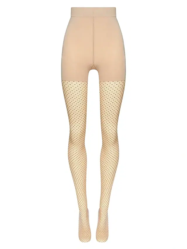 Women's Dots Control-Top Tights - Beige