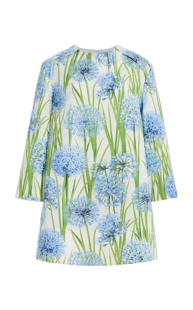 Allium-Printed Cotton-Poplin Mini Dress