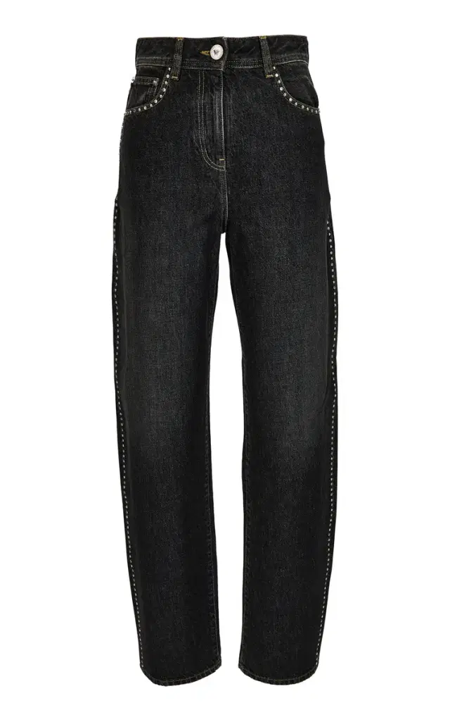 Versace Studded Stone-Washed High-Rise Straight-Leg Jeans
