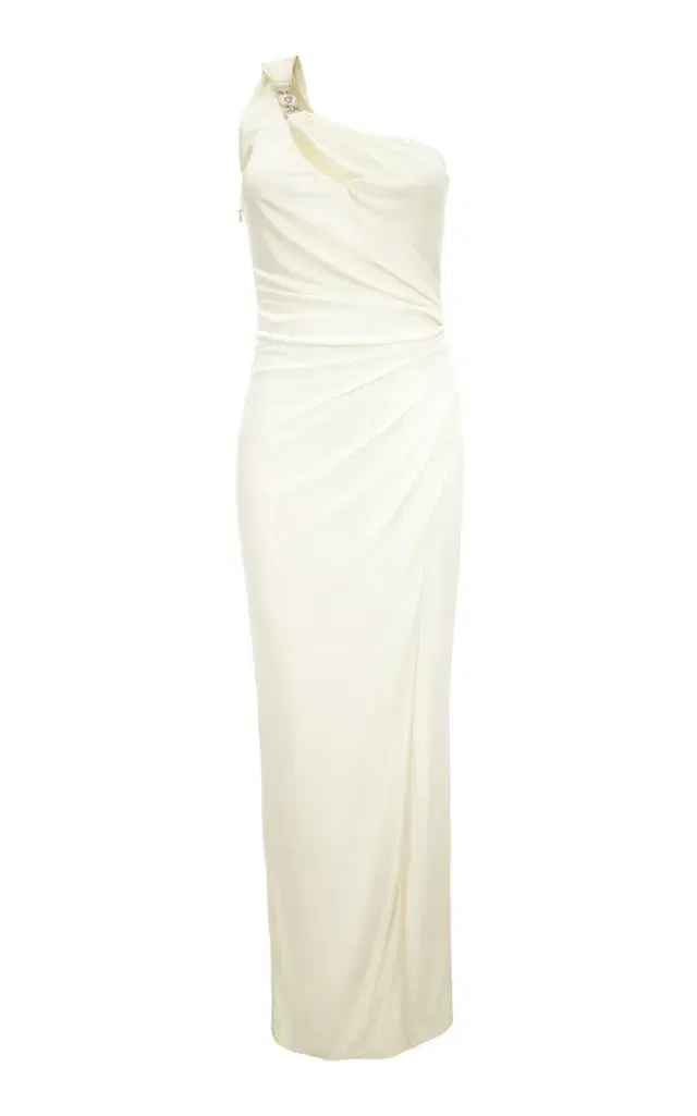 Versace One-Shoulder Ruched Jersey Gown