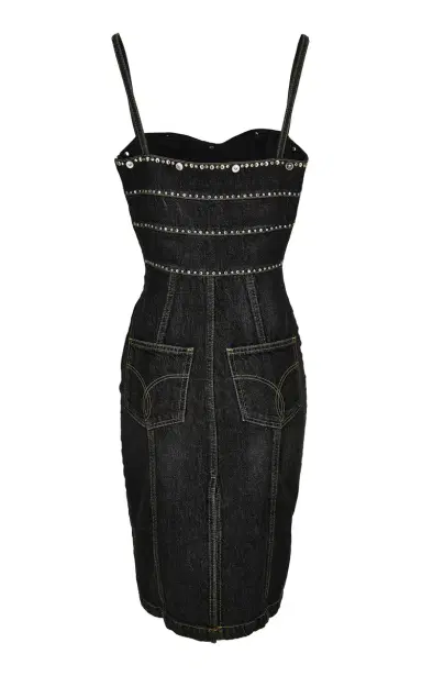 Versace Studded Stone-Washed Denim Midi Dress | Thumbnail 5