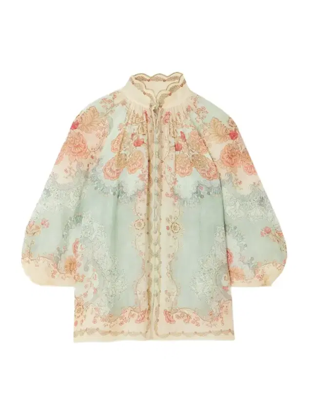 Daylight Scalloped Printed Ramie Blouse