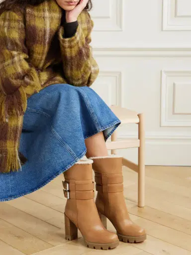 Christian Louboutin Elisawalk 100 Buckled Shearling-lined Leather Ankle Boots | Thumbnail 2 Christian Louboutin Elisawalk 100 Buckled Shearling-lined Leather Ankle Boots | Thumbnail 2