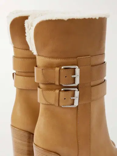 Christian Louboutin Elisawalk 100 Buckled Shearling-lined Leather Ankle Boots | Thumbnail 4 Christian Louboutin Elisawalk 100 Buckled Shearling-lined Leather Ankle Boots | Thumbnail 4