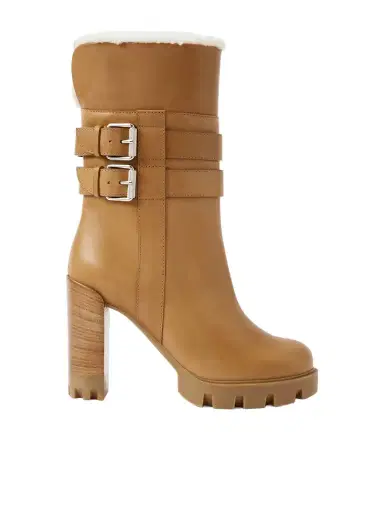 Christian Louboutin Elisawalk 100 Buckled Shearling-lined Leather Ankle Boots | Thumbnail 1 Christian Louboutin Elisawalk 100 Buckled Shearling-lined Leather Ankle Boots | Thumbnail 1