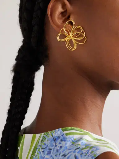 Oscar de la Renta Threaded Flower Gold-tone Earrings | Thumbnail 2 Oscar de la Renta Threaded Flower Gold-tone Earrings | Thumbnail 2