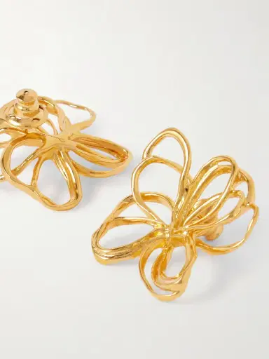 Oscar de la Renta Threaded Flower Gold-tone Earrings | Thumbnail 3 Oscar de la Renta Threaded Flower Gold-tone Earrings | Thumbnail 3