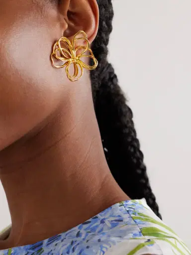 Oscar de la Renta Threaded Flower Gold-tone Earrings | Thumbnail 4 Oscar de la Renta Threaded Flower Gold-tone Earrings | Thumbnail 4