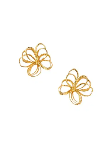 Oscar de la Renta Threaded Flower Gold-tone Earrings | Thumbnail 1 Oscar de la Renta Threaded Flower Gold-tone Earrings | Thumbnail 1