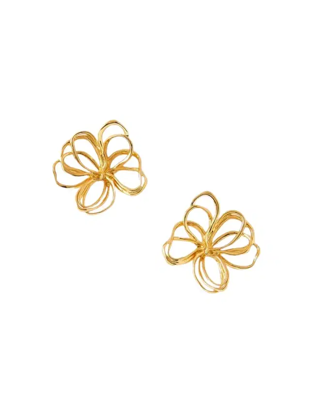 Threaded Flower Gold-tone Earrings