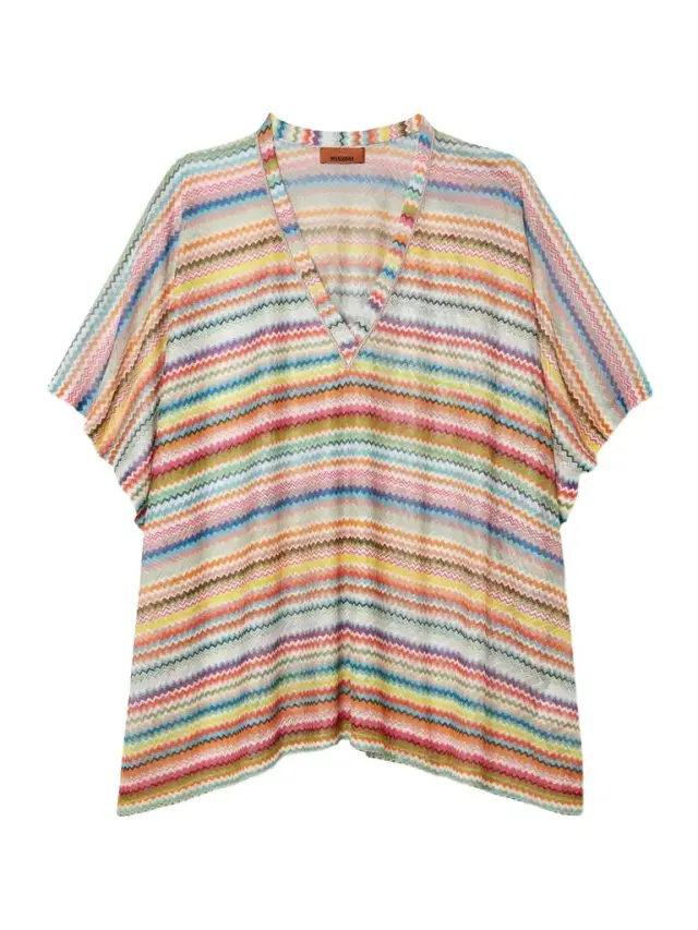Mare Metallic Striped Crochet-knit Coverup