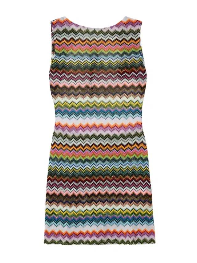 Missoni Mare Open-back Striped Metallic Crochet-knit Mini Dress