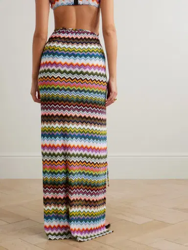 Missoni Mare Striped Metallic Crochet-knit Maxi Wrap Skirt | Thumbnail 3 Missoni Mare Striped Metallic Crochet-knit Maxi Wrap Skirt | Thumbnail 3