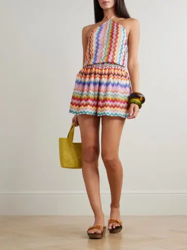 Missoni Mare Striped Metallic Crochet-knit Halterneck Playsuit | Thumbnail 2 Missoni Mare Striped Metallic Crochet-knit Halterneck Playsuit | Thumbnail 2