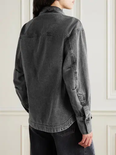 The Attico Eliza Asymmetric Embroidered Denim Shirt | Thumbnail 4