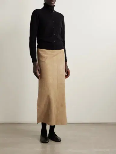 The Row Danas Paneled Suede Midi Skirt | Thumbnail 2 The Row Danas Paneled Suede Midi Skirt | Thumbnail 2