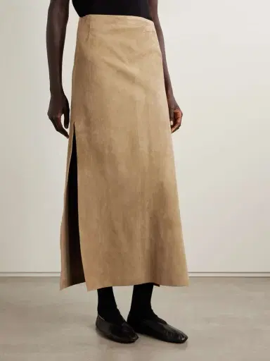 The Row Danas Paneled Suede Midi Skirt | Thumbnail 3 The Row Danas Paneled Suede Midi Skirt | Thumbnail 3