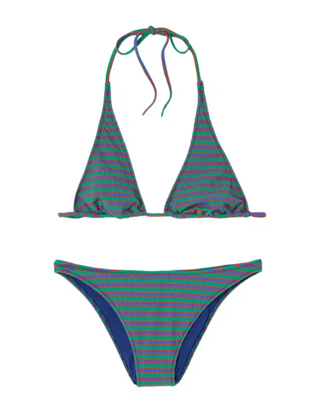 Cinquantacinque Striped Ribbed Triangle Bikini