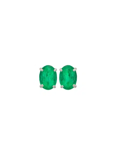 Wish Fine Jewelry 1.61ct Emerald 14K Gold Oval Stud Earrings | Thumbnail 2