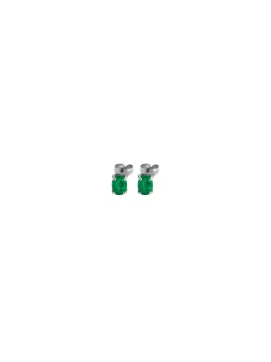 Wish Fine Jewelry 1.61ct Emerald 14K Gold Oval Stud Earrings | Thumbnail 1