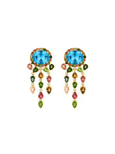 Wish Fine Jewelry 12.25ct Topaz Tourmaline 18K Gold Statement Cascade Earrings | Thumbnail 1 Wish Fine Jewelry 12.25ct Topaz Tourmaline 18K Gold Statement Cascade Earrings | Thumbnail 1