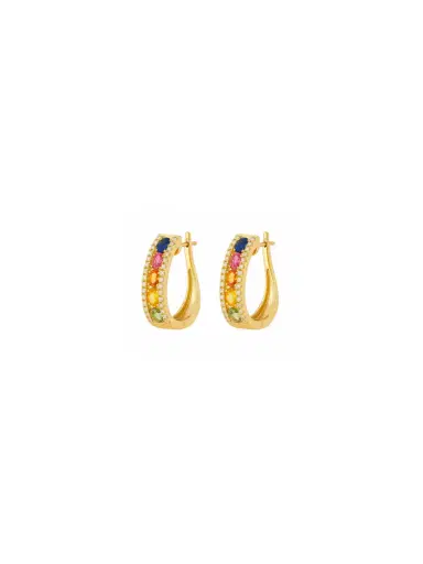 Wish Fine Jewelry 2.34ct Multi Sapphire Diamond 14K Gold Hoop Earrings | Thumbnail 1
