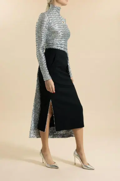 Rabanne Shimmer Draped Midi Skirt | Thumbnail 2 Rabanne Shimmer Draped Midi Skirt | Thumbnail 2
