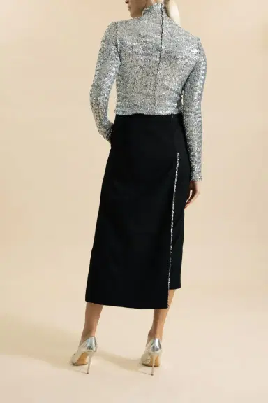 Rabanne Shimmer Draped Midi Skirt | Thumbnail 4 Rabanne Shimmer Draped Midi Skirt | Thumbnail 4