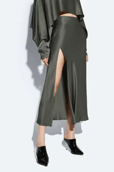 LAPOINTE Satin Bias Midi Skirt | Thumbnail 3