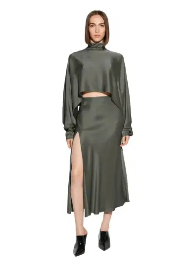 LAPOINTE Satin Bias Midi Skirt | Thumbnail 1