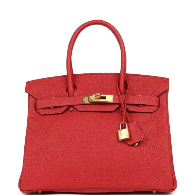 hermes Hermes Birkin 30 Rouge Casaque Togo Gold Hardware