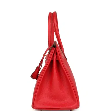 HERMÈS Pre-owned Hermes Birkin 30 Rouge Casaque Epsom Gold Hardware | Thumbnail 3