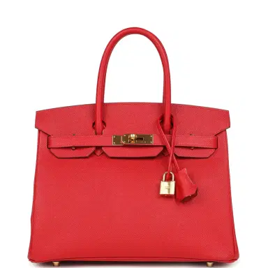 HERMÈS Pre-owned Hermes Birkin 30 Rouge Casaque Epsom Gold Hardware | Thumbnail 1