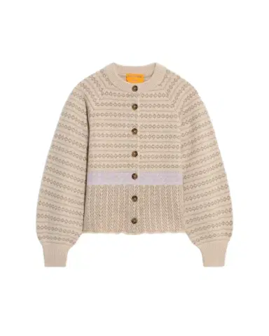 Guest In Residence Fair Isle Sculpted Cardigan - Sandstone Combo | Thumbnail 1 Guest In Residence Fair Isle Sculpted Cardigan - Sandstone Combo | Thumbnail 1