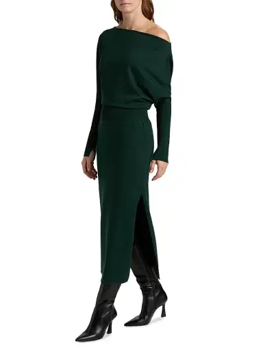 SIMKHAI Women's Janese Off-The-Shoulder Midi-Dress - Emerald | Thumbnail 2 SIMKHAI Women's Janese Off-The-Shoulder Midi-Dress - Emerald | Thumbnail 2