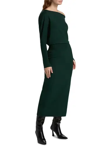 SIMKHAI Women's Janese Off-The-Shoulder Midi-Dress - Emerald | Thumbnail 4 SIMKHAI Women's Janese Off-The-Shoulder Midi-Dress - Emerald | Thumbnail 4