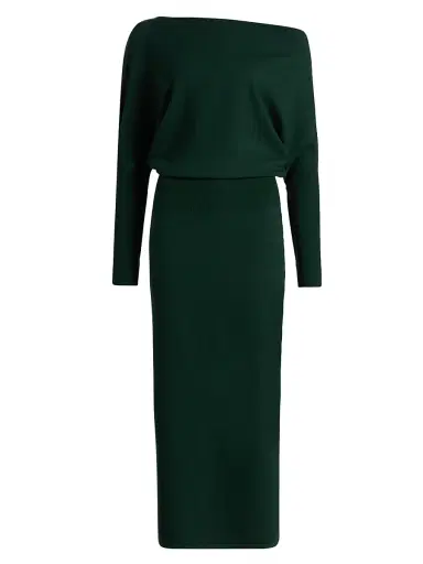 SIMKHAI Women's Janese Off-The-Shoulder Midi-Dress - Emerald | Thumbnail 1 SIMKHAI Women's Janese Off-The-Shoulder Midi-Dress - Emerald | Thumbnail 1