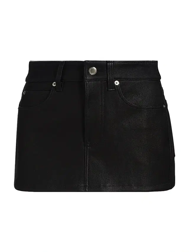 Women's Leather Mid-Rise Mini Skort - Black