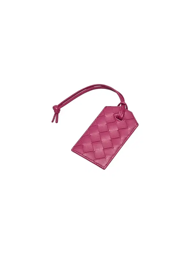 Women's Woven Leather Tag Holder - Wine