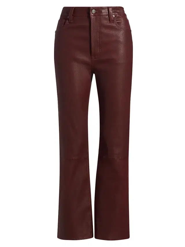 FRAME Women's Reboot Leather Boot-Cut Pants - Oxblood