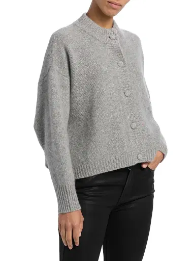 Frame Women's Flecked Cashmere Cardigan - Silver - Size XL | Thumbnail 4 Frame Women's Flecked Cashmere Cardigan - Silver - Size XL | Thumbnail 4