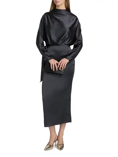 Staud Women's Phoebe Silk-Blend Midi-Dress | Thumbnail 2 Staud Women's Phoebe Silk-Blend Midi-Dress | Thumbnail 2