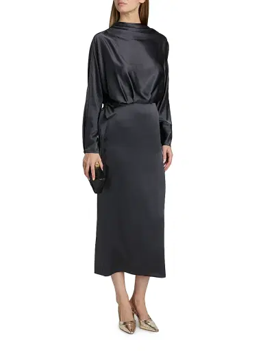 Staud Women's Phoebe Silk-Blend Midi-Dress | Thumbnail 3 Staud Women's Phoebe Silk-Blend Midi-Dress | Thumbnail 3