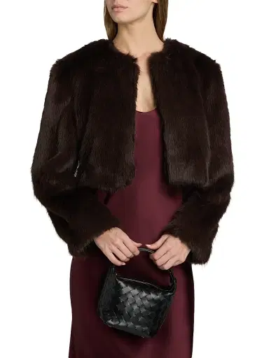 Staud Women's Casimira Faux-Fur Jacket - Earth - Size XL | Thumbnail 3
