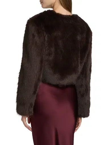 Staud Women's Casimira Faux-Fur Jacket - Earth - Size XL | Thumbnail 5