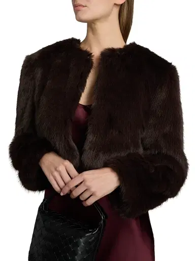 Staud Women's Casimira Faux-Fur Jacket - Earth - Size XL | Thumbnail 6
