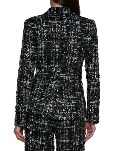 L'Agence Women's Colin Sequined Silk Tweed Double-Breasted Blazer - Black Ivory Tweed Sequin - Size 0 | Thumbnail 5 L'Agence Women's Colin Sequined Silk Tweed Double-Breasted Blazer - Black Ivory Tweed Sequin - Size 0 | Thumbnail 5